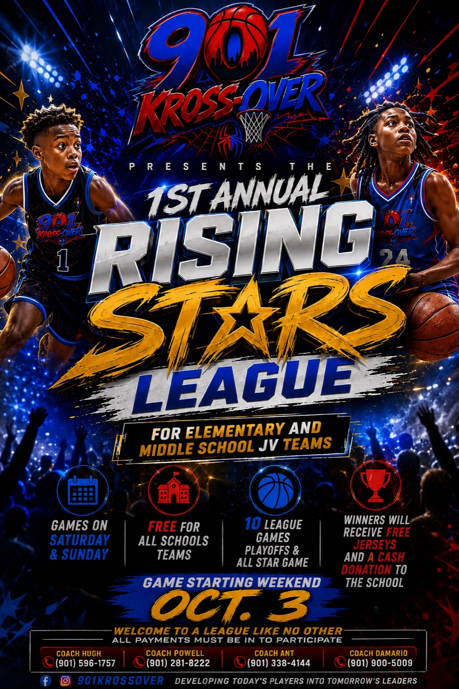 901 Kross-Over 1st Annual Rising Stars League, opening weekend October 3